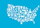 Map of the United States made up of icons such as a plane, bus, bridge, and pipes. 