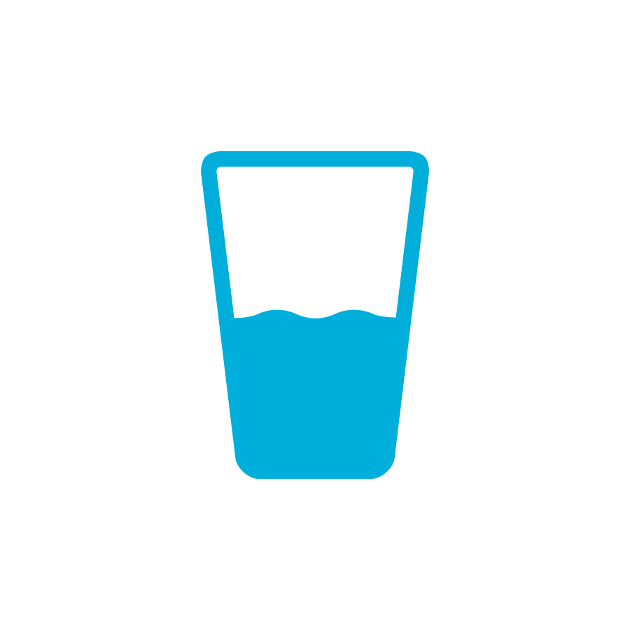 blue cup filled halfway with water