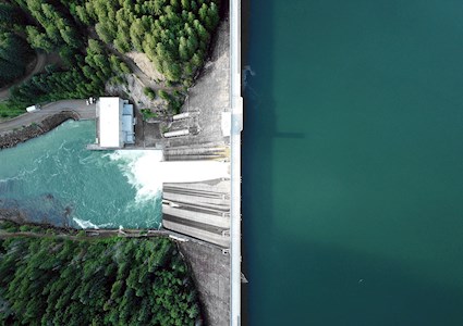 dam and impounded water